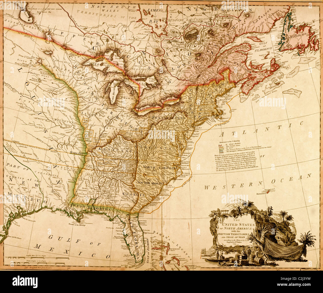 Territorios británicos en América del Norte - 1784 Foto de stock