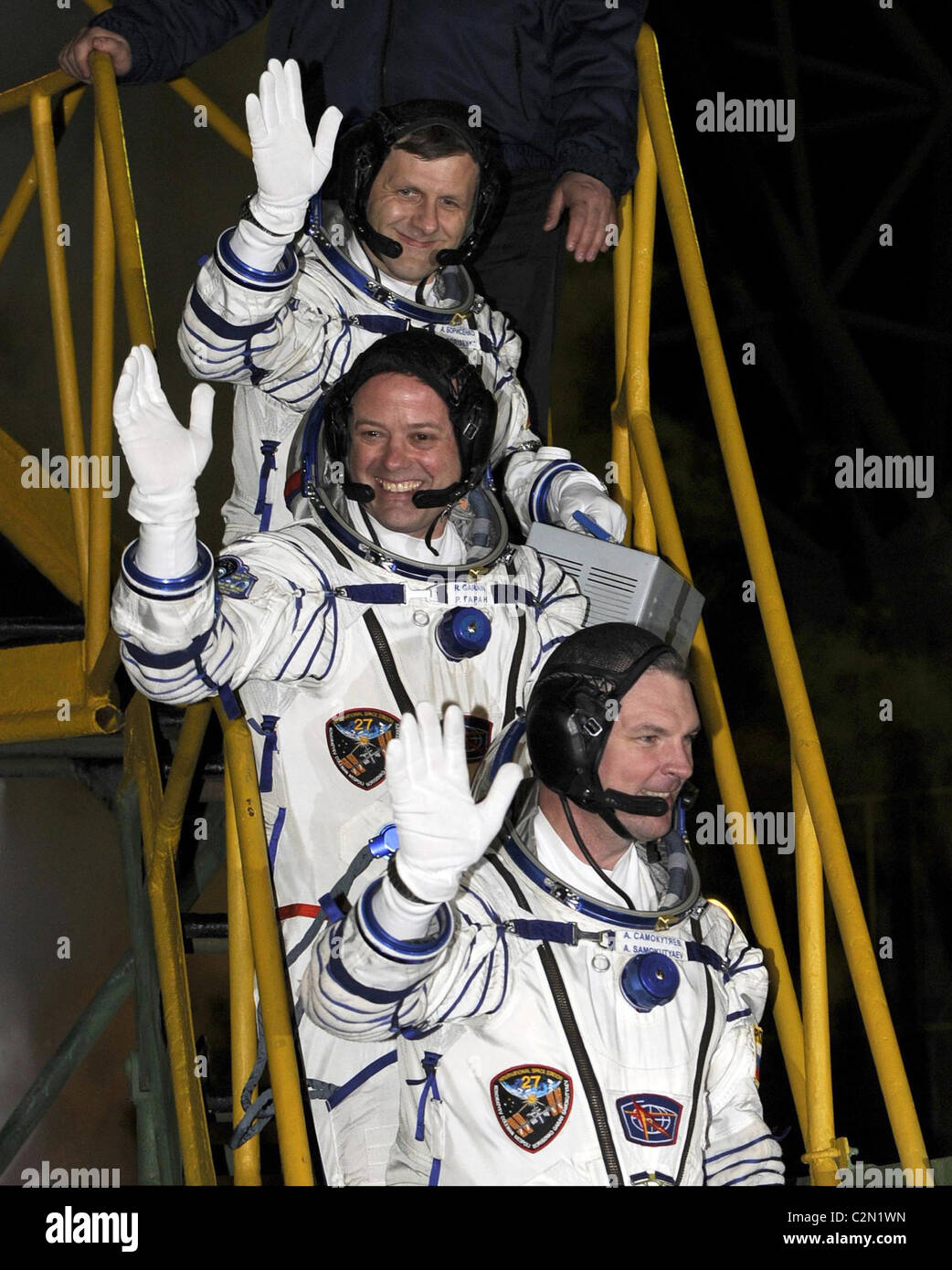 Los miembros de la tripulación Expedición 27 Foto de stock