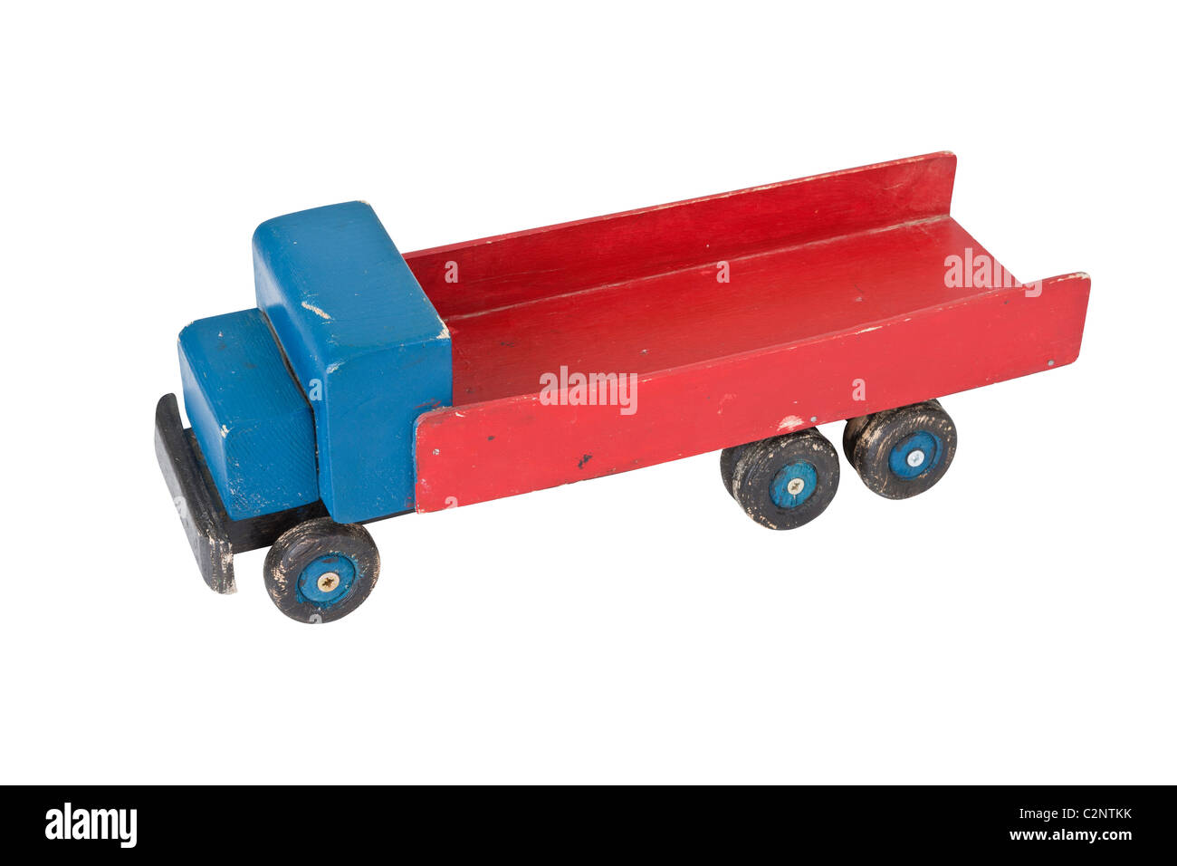 Camión de juguete de madera Vintage - vista 3/4 caseros Foto de stock