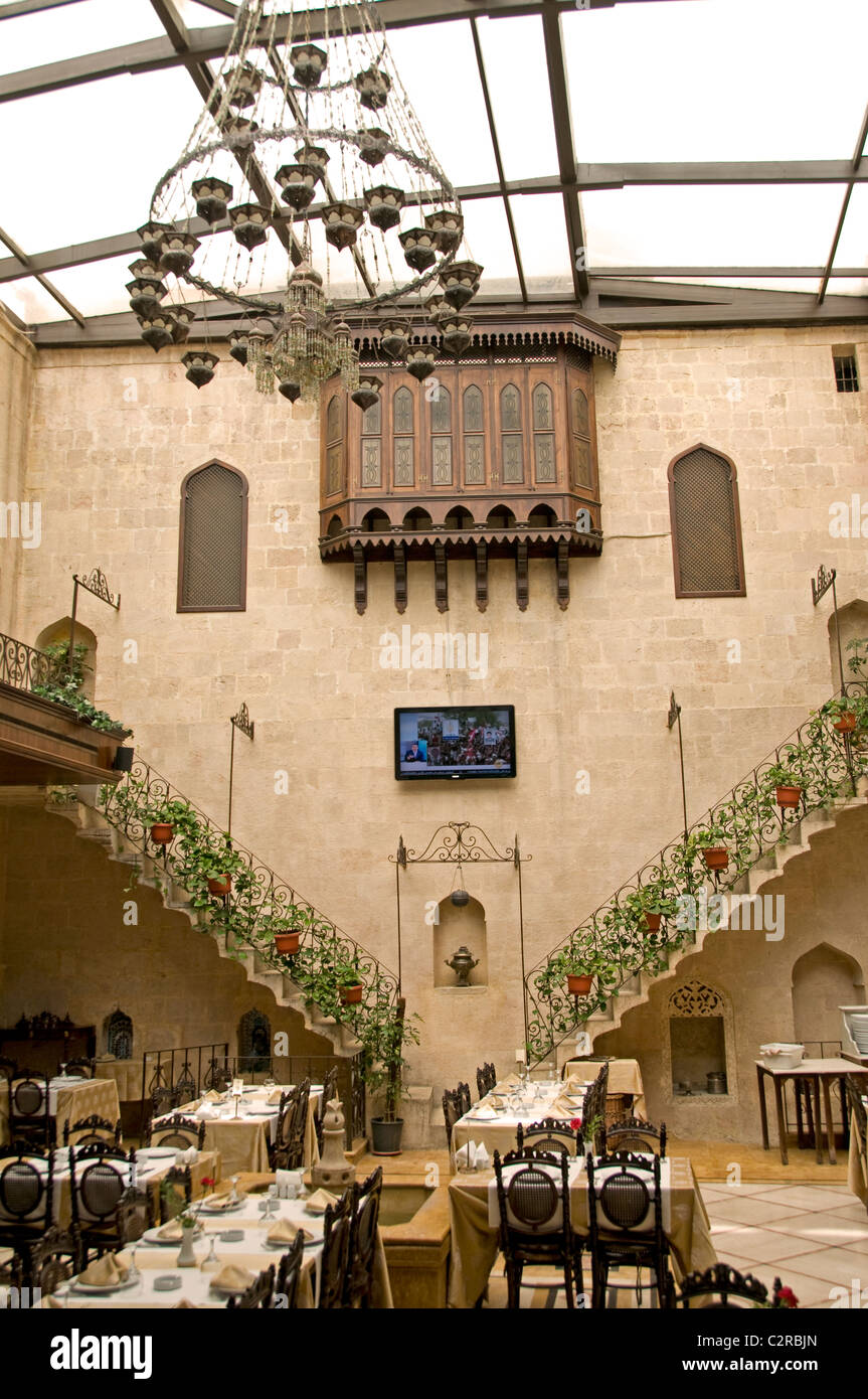 El restaurante Palacio Zmorod romántica casa antigua de Alepo en Siria Foto de stock