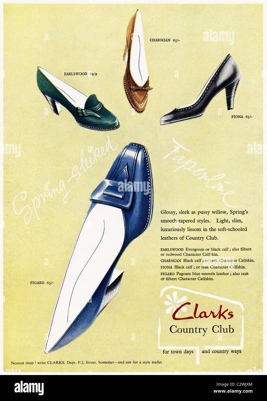 Anuncio de página completa en color en la moda circa CLARKS zapatos para damas Fotografía de stock - Alamy