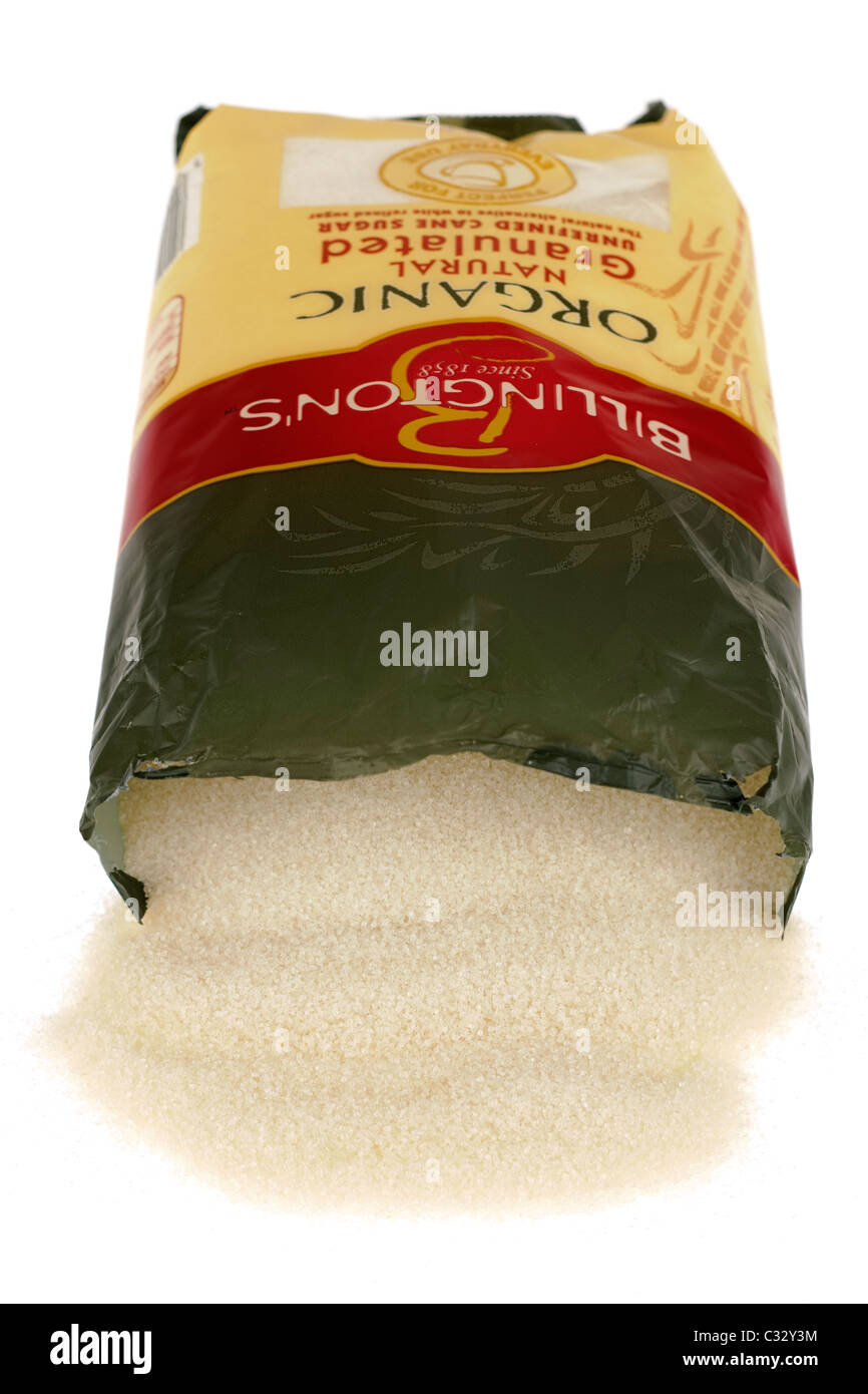 Bolsa de 1 kilogramo de Billingtons natural orgánica granulada azúcar de caña sin refinar para uso diario Foto de stock