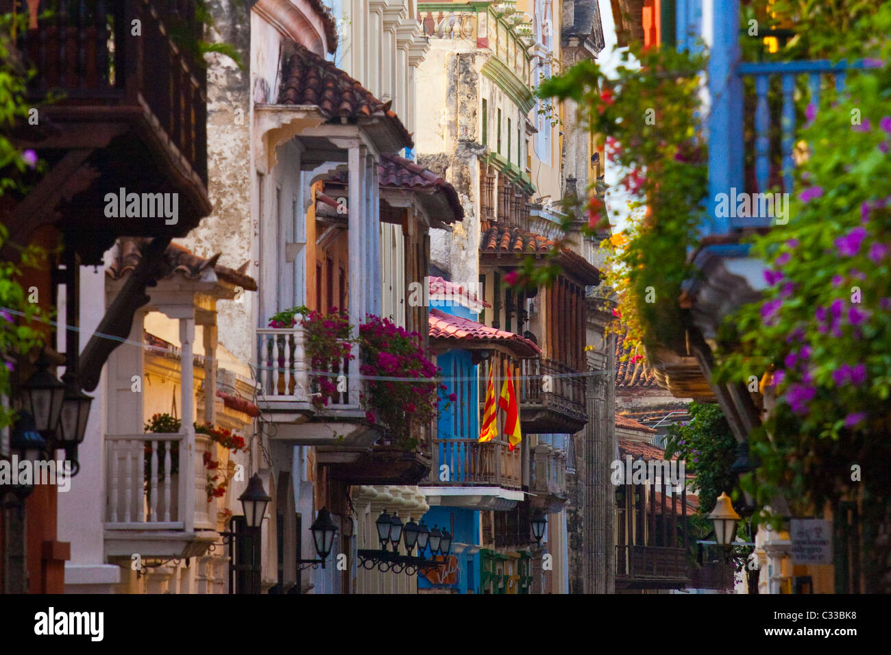 Balcones, Cartagena de Indias, Colombia Foto de stock