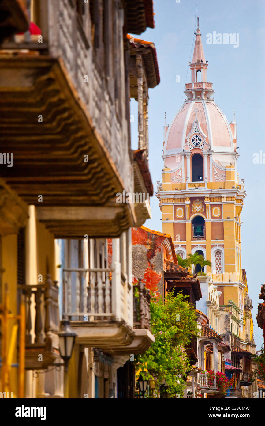 La Catedral de Cartagena, la ciudad antigua la ciudad de Cartagena de Indias, Colombia Foto de stock