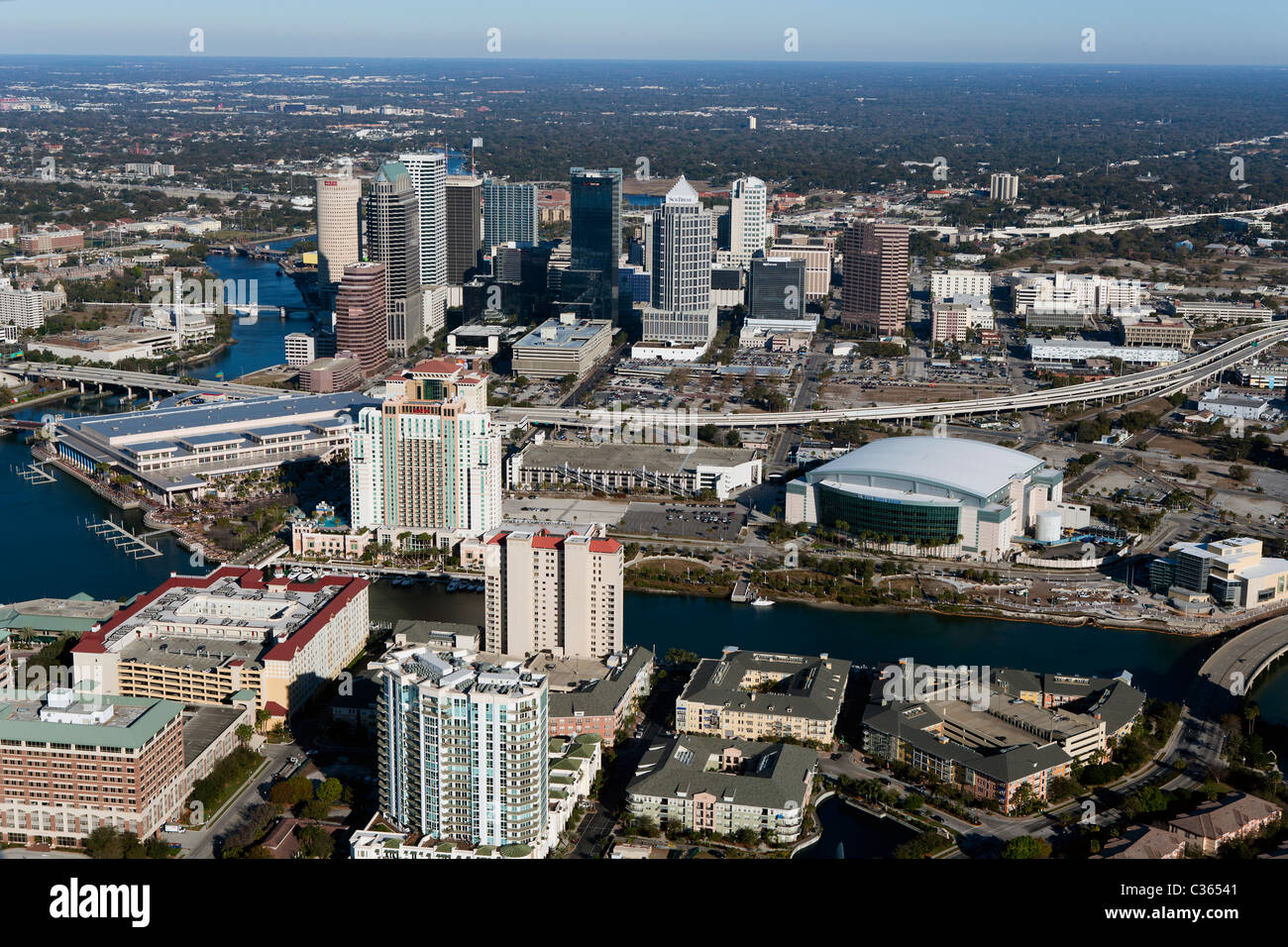 Vista aérea por encima de Tampa, Florida Foto de stock