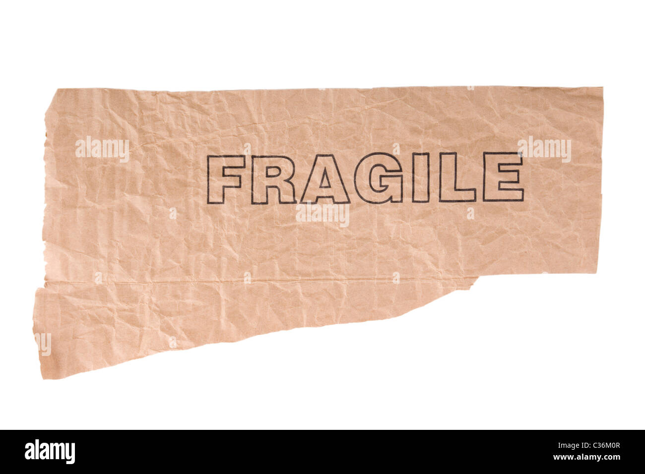 Viejo, el grunge papel rasgado con texto frágil Foto de stock