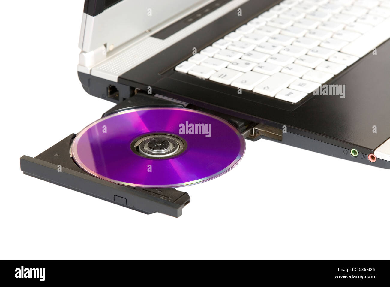 Dvd portátil lector de cd y el escritor aislado en blanco Fotografía de  stock - Alamy