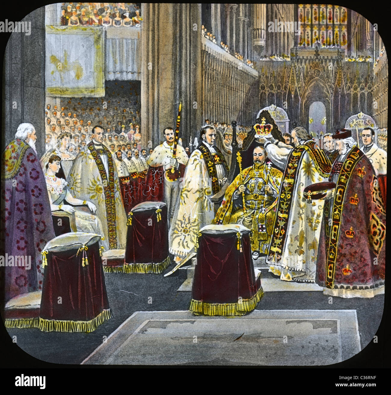 Circa 1901 mano de color de la ilustración de la coronación de Eduardo VII. Foto de stock