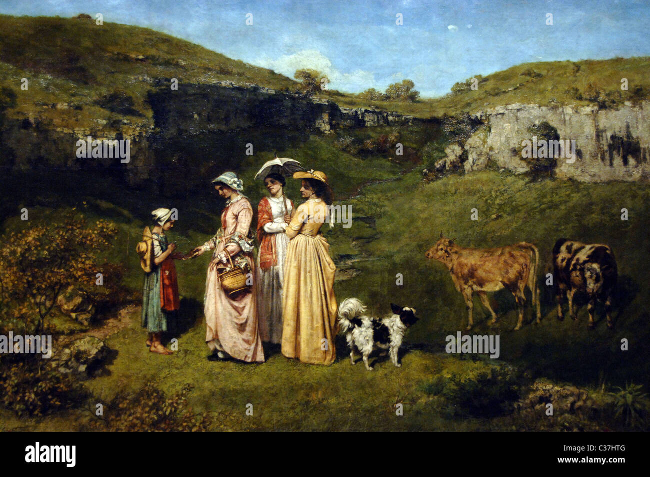 Gustave Courbet (1819-1877). El pintor francés. El movimiento realista. Las señoritas de la aldea, 1851-1852. Foto de stock