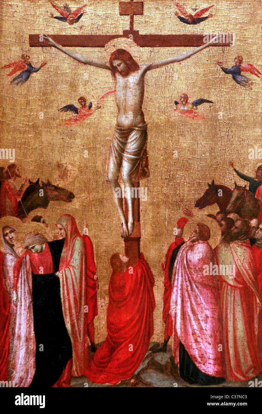 La crucifixión por Giotto di Bondone Foto de stock