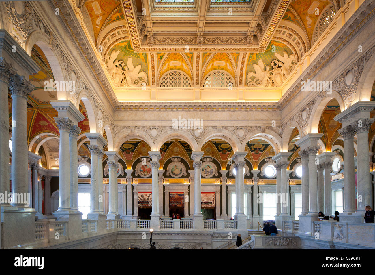 El Grand Hall del edificio de la Biblioteca del Congreso en Washington, D.C. Foto de stock