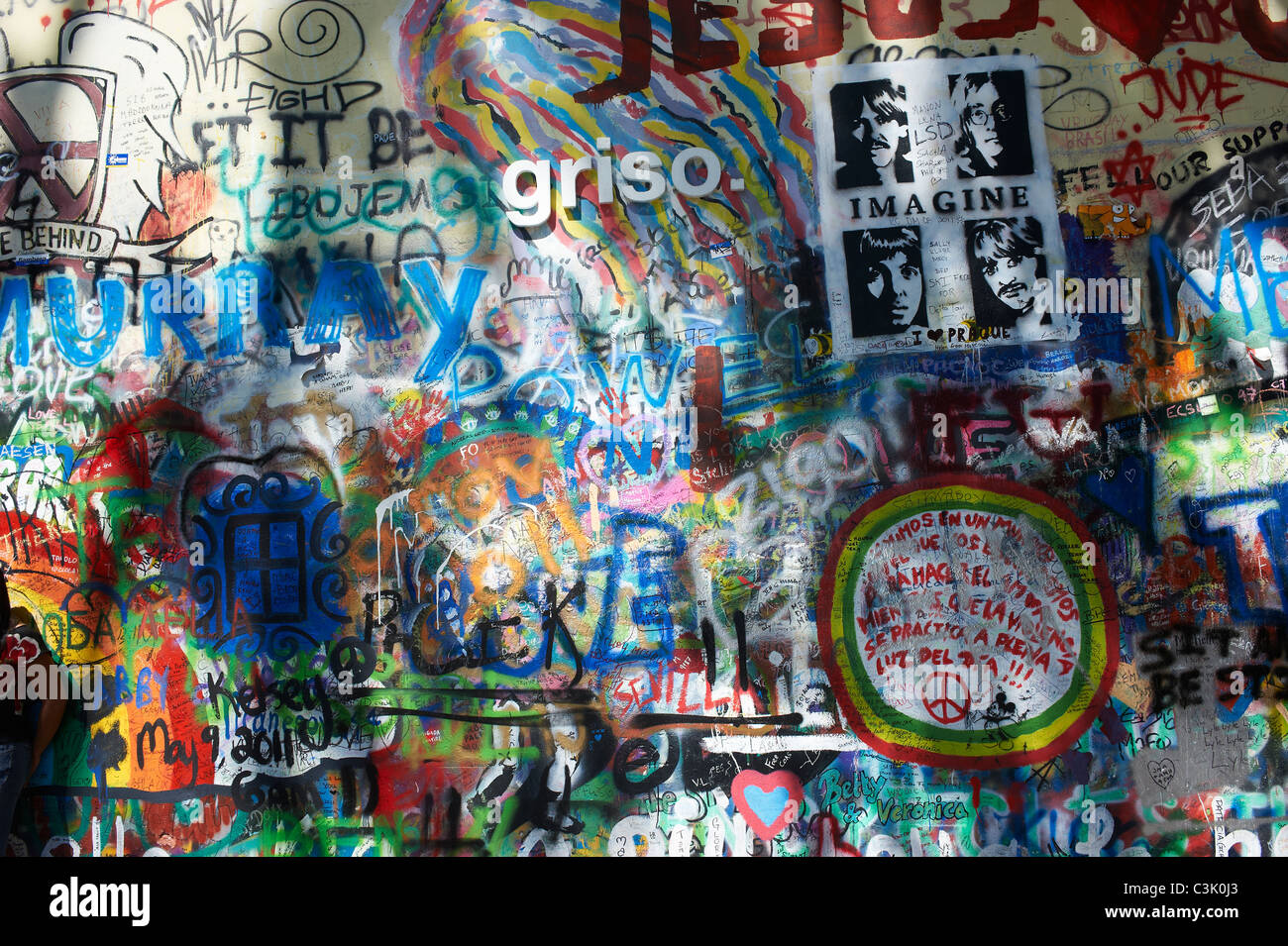 John Lennon Graffiti Wall en Praga, República Checa Foto de stock