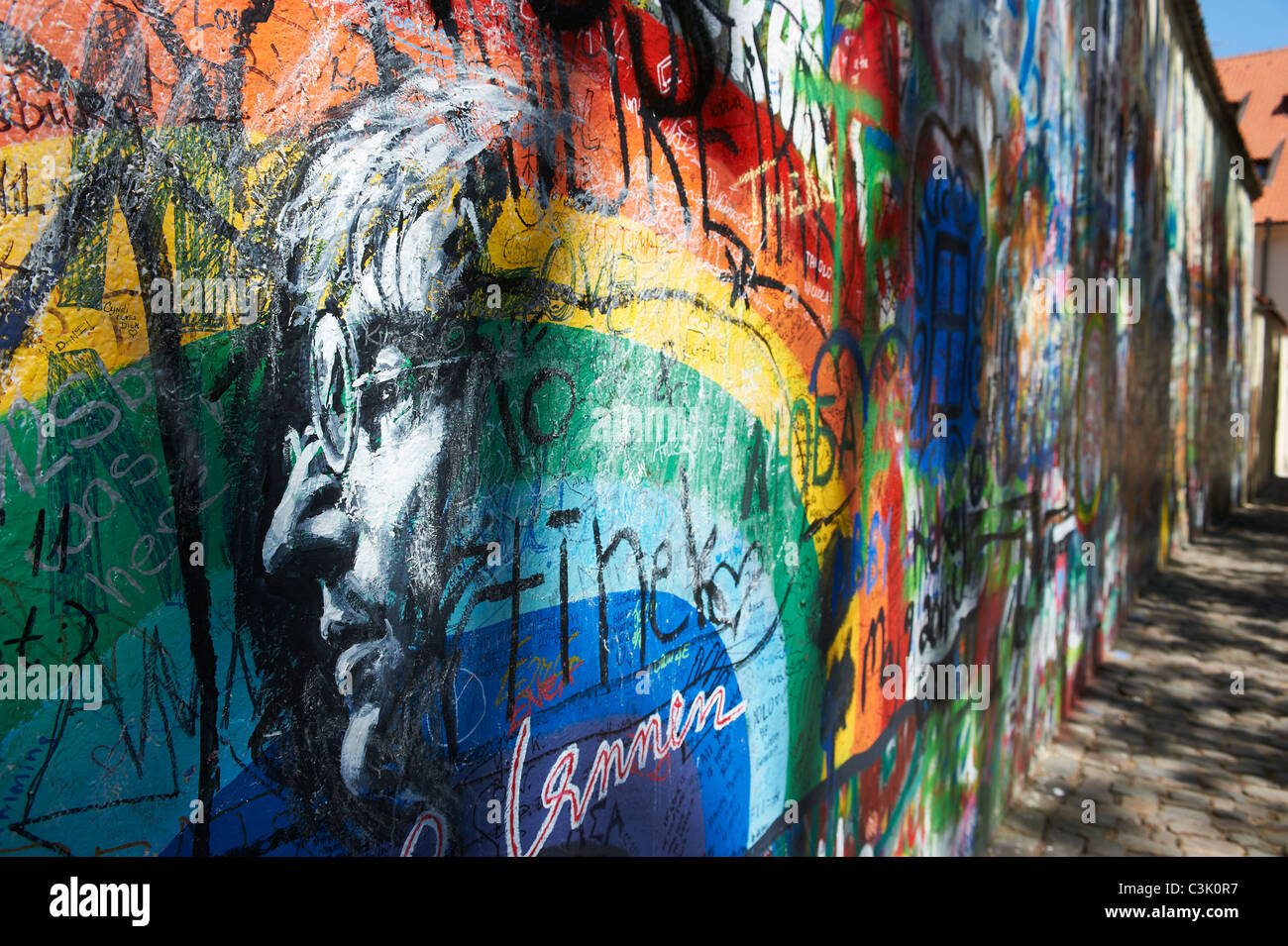 John Lennon Graffiti Wall en Praga, República Checa Foto de stock