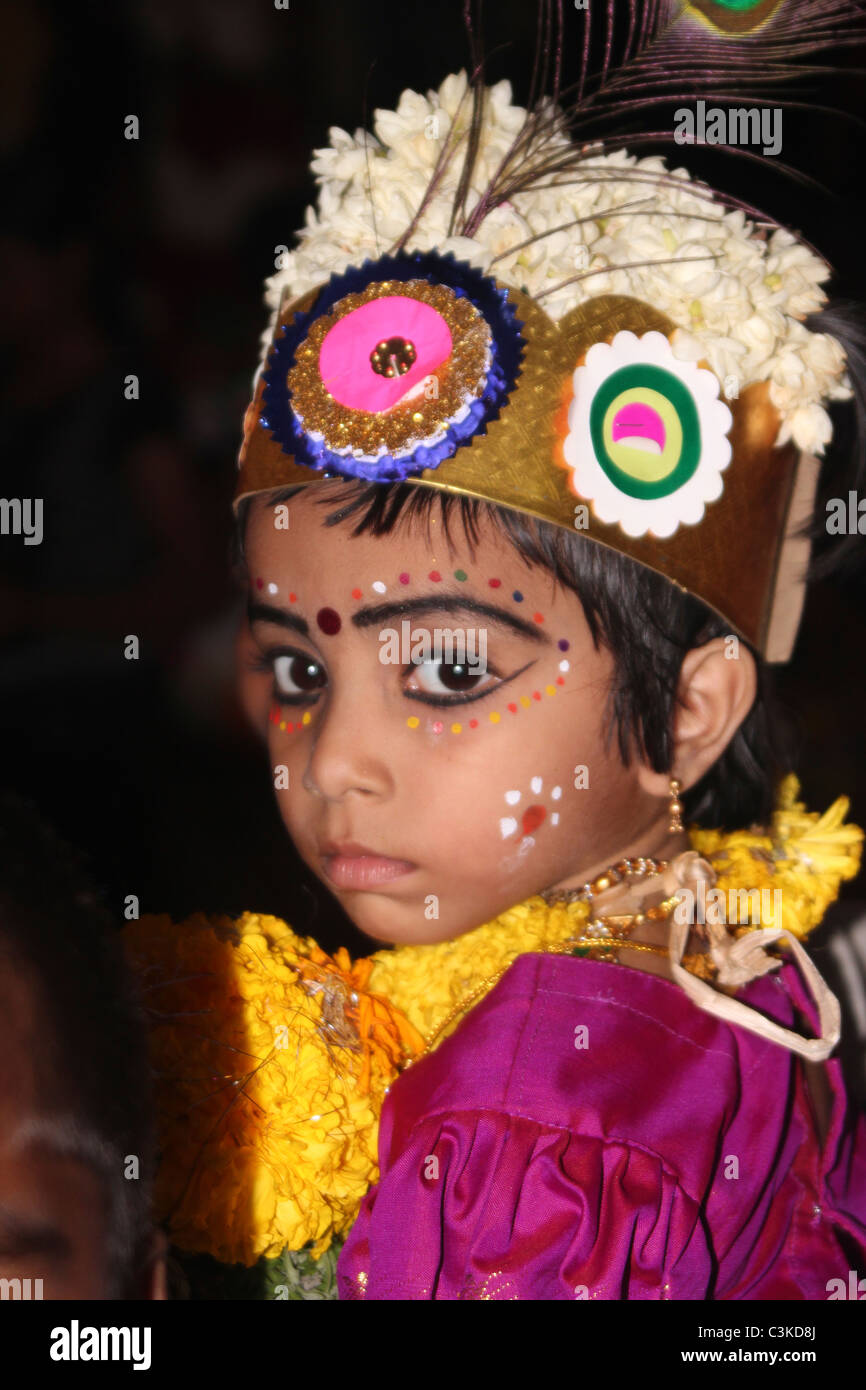 Chica en un festival de Kerala, India Foto de stock