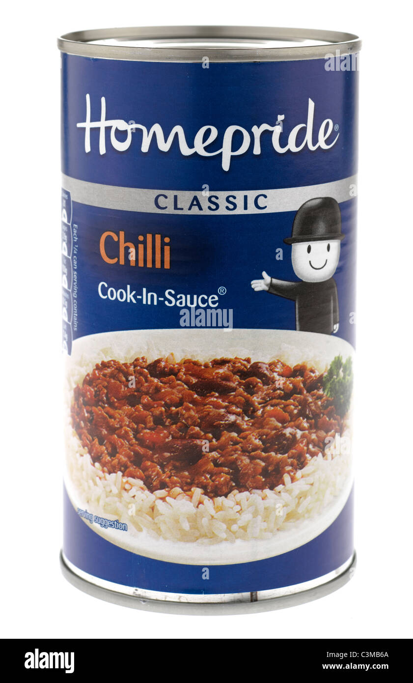 De Homepride puede cocinar en salsa de chili clásico Foto de stock