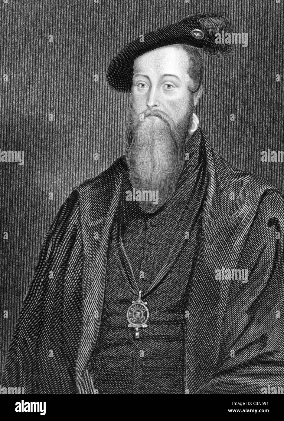 Thomas Seymour, 1er Barón Seymour de Sudeley (1508-1549) en el grabado de 1838. Políticos ingleses. Foto de stock