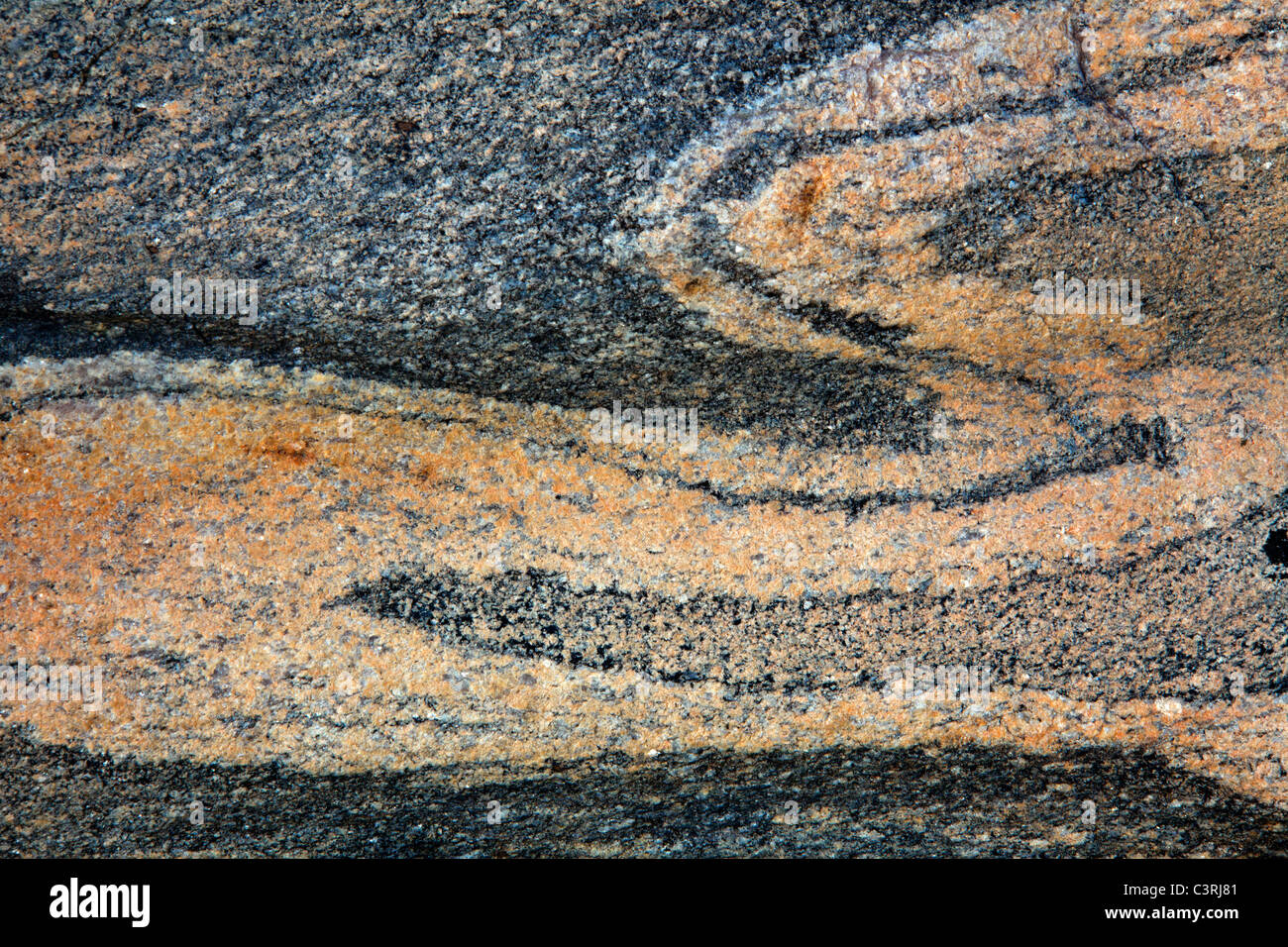 Detalle de basalto, una roca volcánica encontrada en Heart Mountain, North-Greenland Uummannaq, Groenlandia Foto de stock