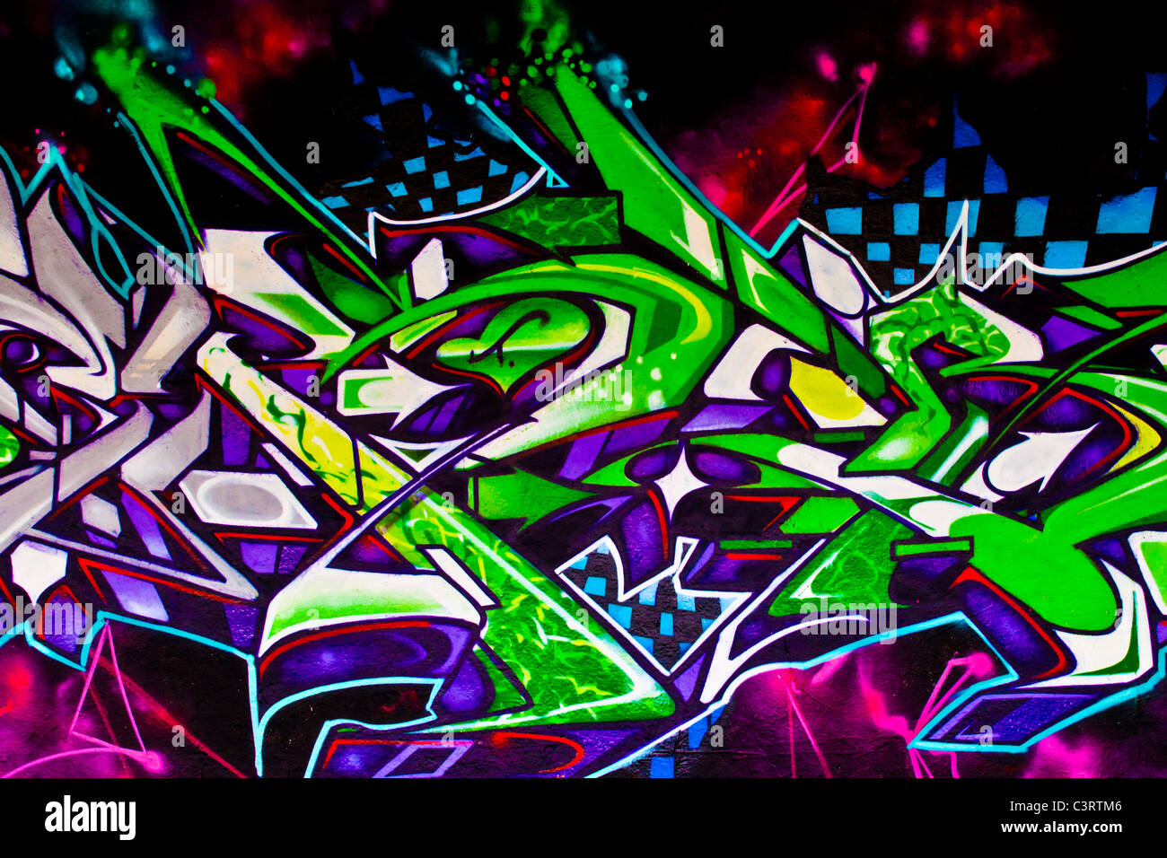 Colorido Arte callejero Graffiti mural Foto de stock