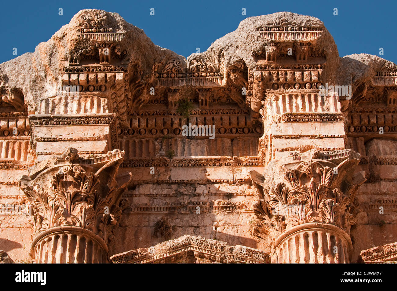 Baalbek, antigua ciudad romana, el templo de Baco, Beirut, Líbano. Foto de stock