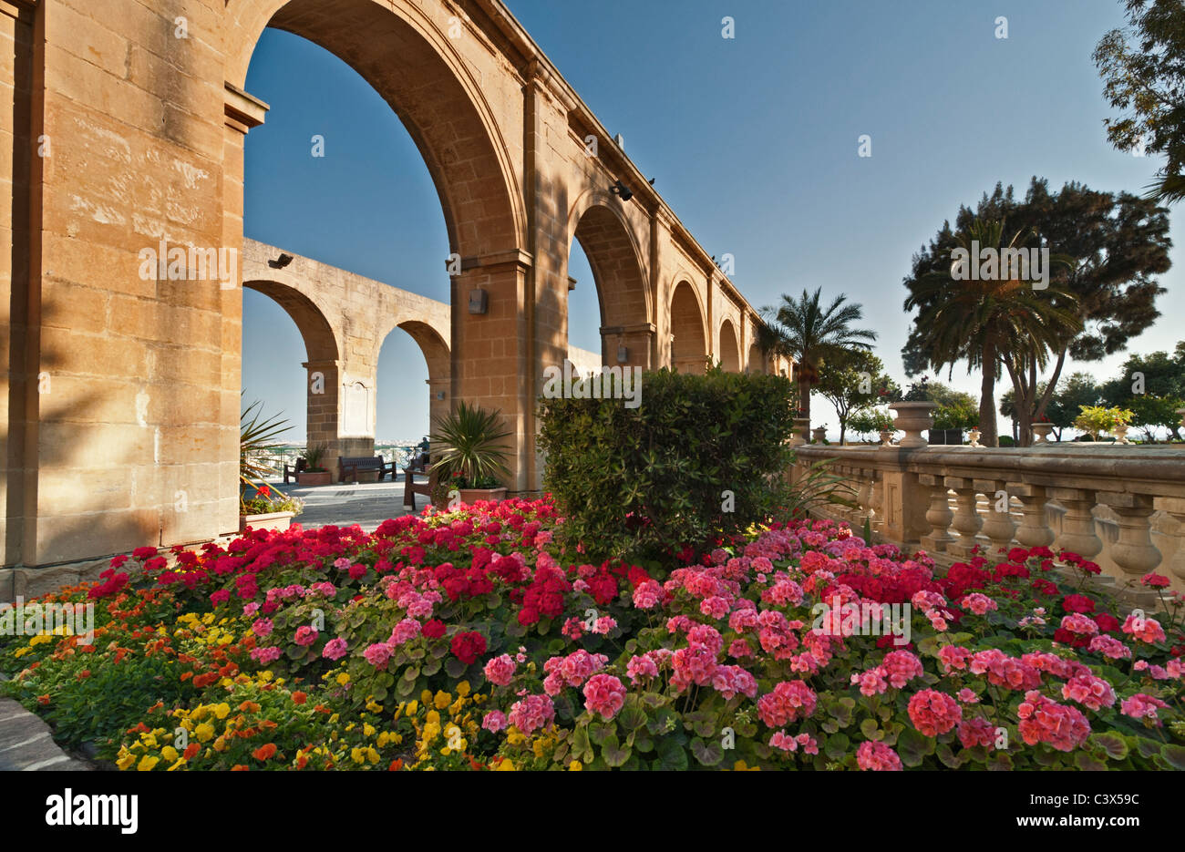 Upper Barrakka Gardens Valletta, Malta Foto de stock