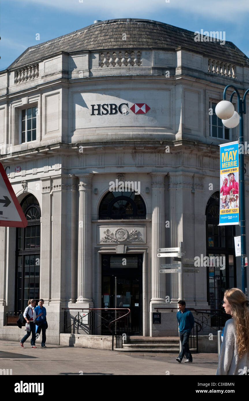 HSBC Bank, Kingston upon Thames, Surrey, Reino Unido Foto de stock