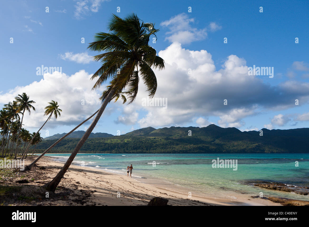 Playa Rincón playa cerca de Las Galeras, Península de Samaná, República Dominicana Foto de stock