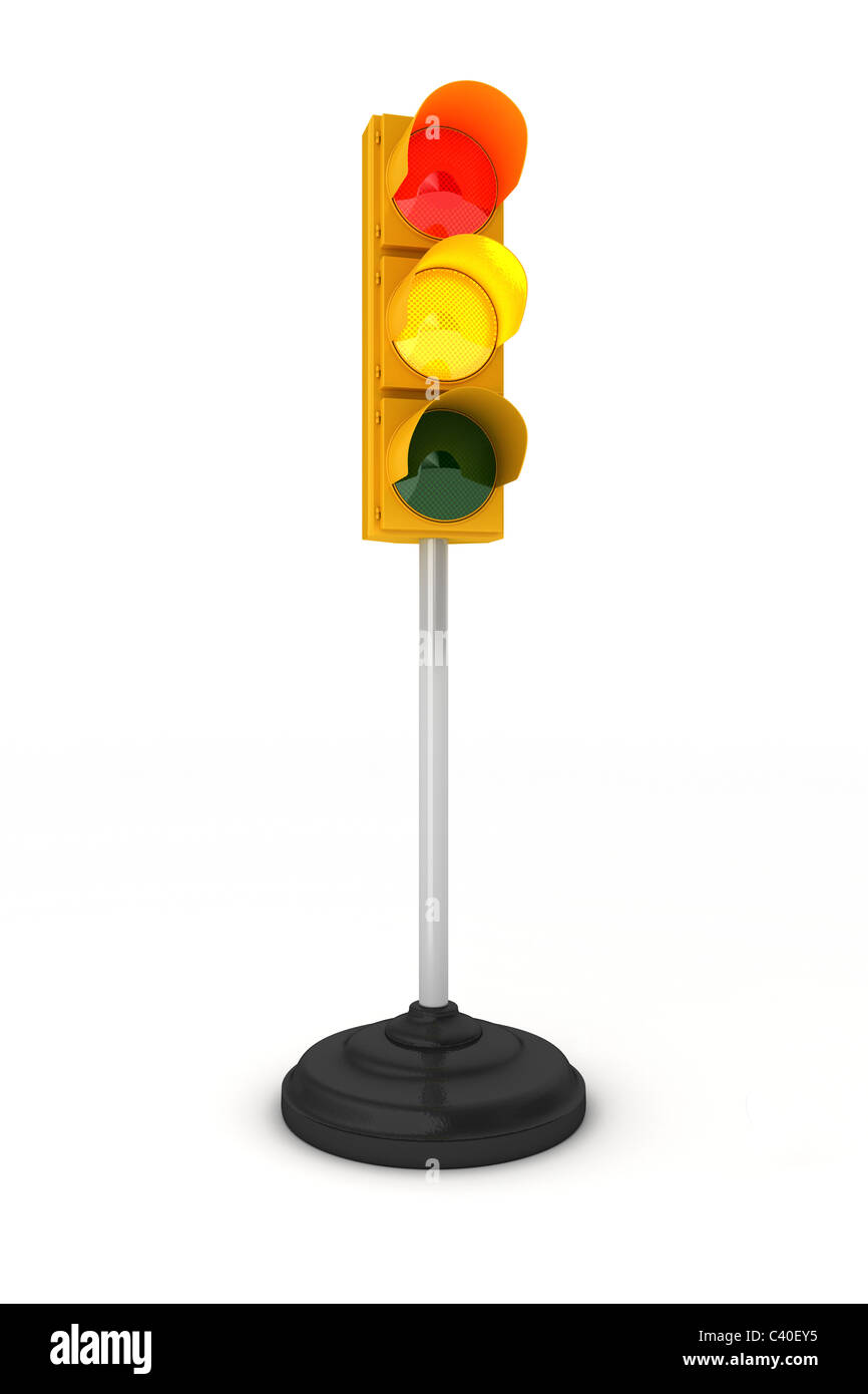 Juguete mostrando semáforo amarillo y rojo Foto de stock