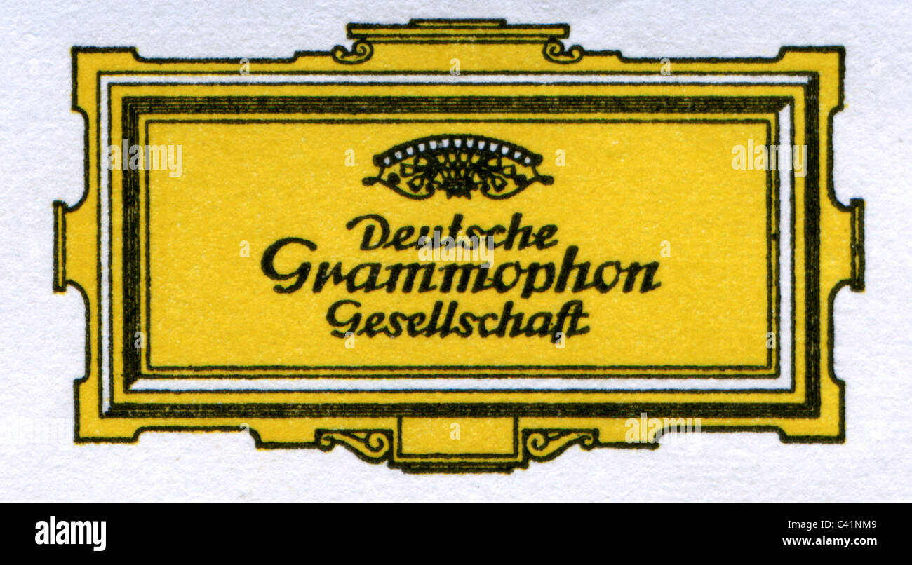 publicidad, música, discos, Deutsche Grammophon Gesellschaft, logo, Derechos adicionales-Clearences-no disponible Foto de stock