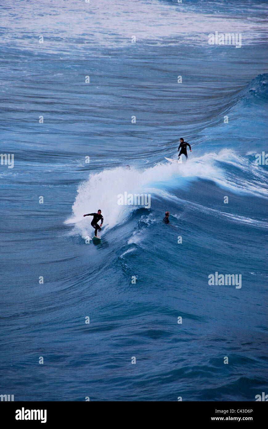 Los surfistas coger una ola en Tamarama Beach, Sydney suburbios orientales Australia Foto de stock