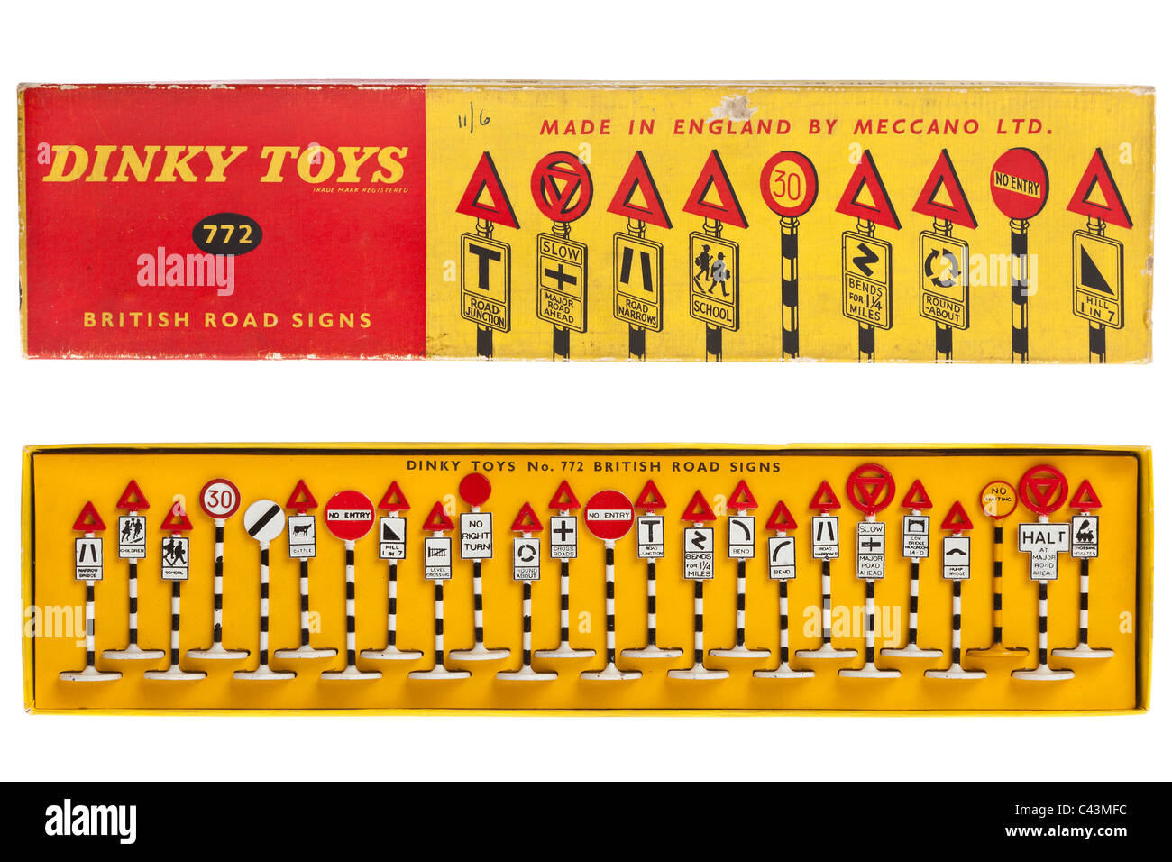 Meccano Dinky Toys Set 772 señales viales británico 1950 1960 JMH4946 Foto de stock