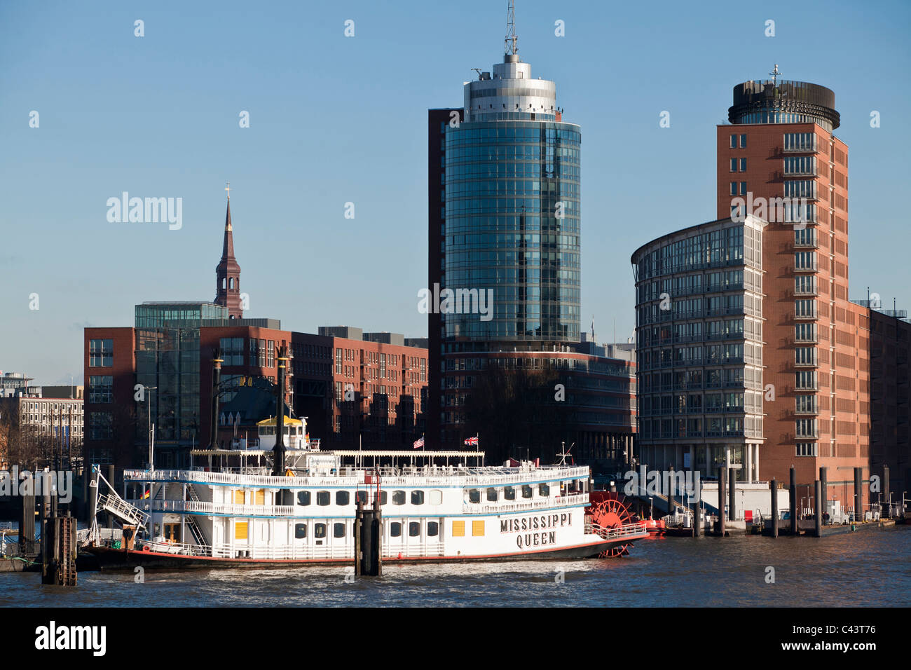 Alemania, el puerto, el puerto, el viaje de ida y vuelta al puerto de Hamburgo, la ciudad hanseática, viaje de ida y vuelta Foto de stock