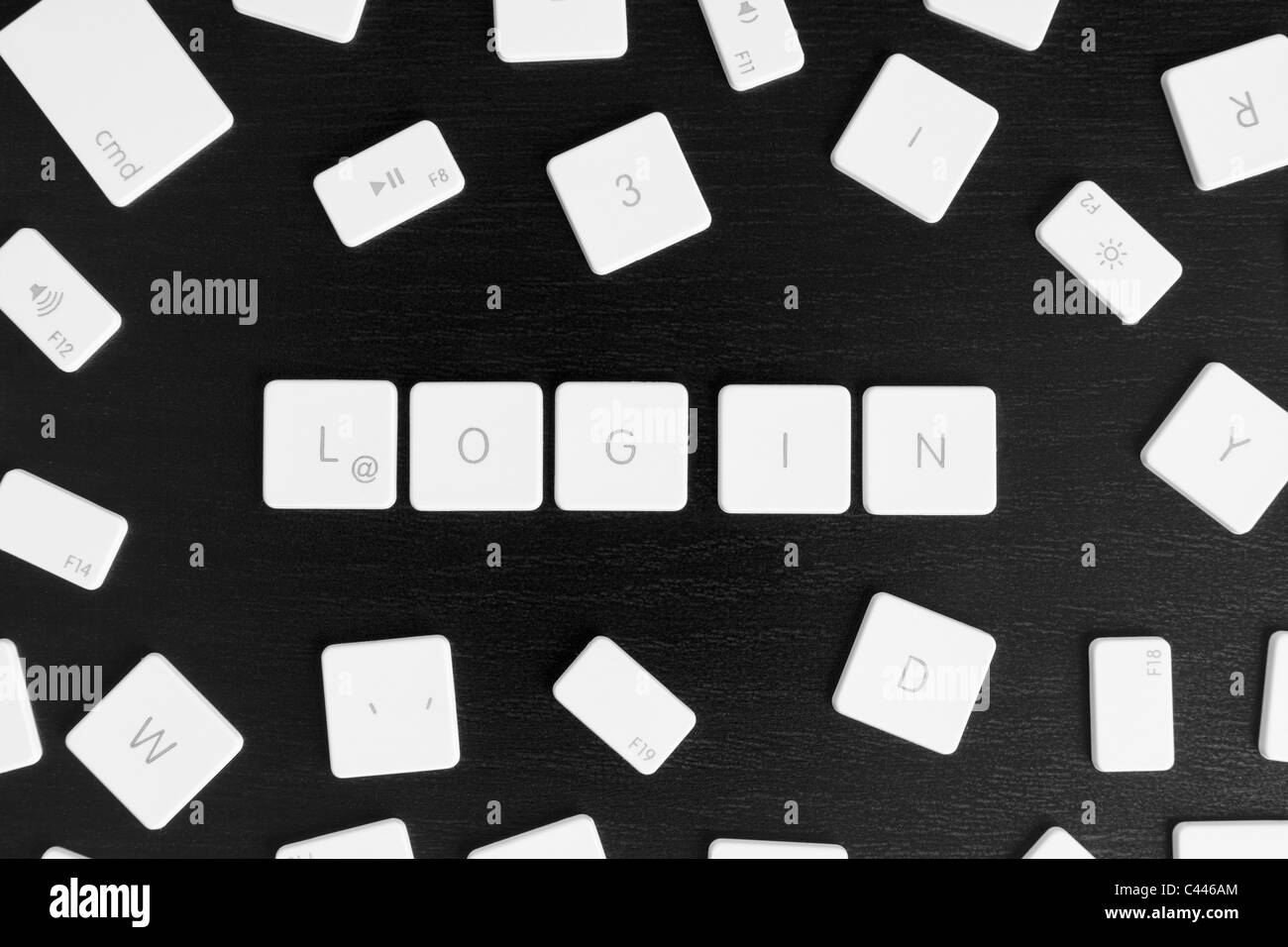 Teclas de computadora la ortografía de la palabra LOGIN Foto de stock
