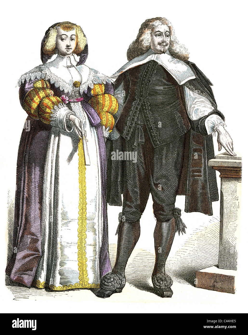 Un noble y de la mujer en la vestimenta de la época de la Francia del siglo xvii Foto de stock