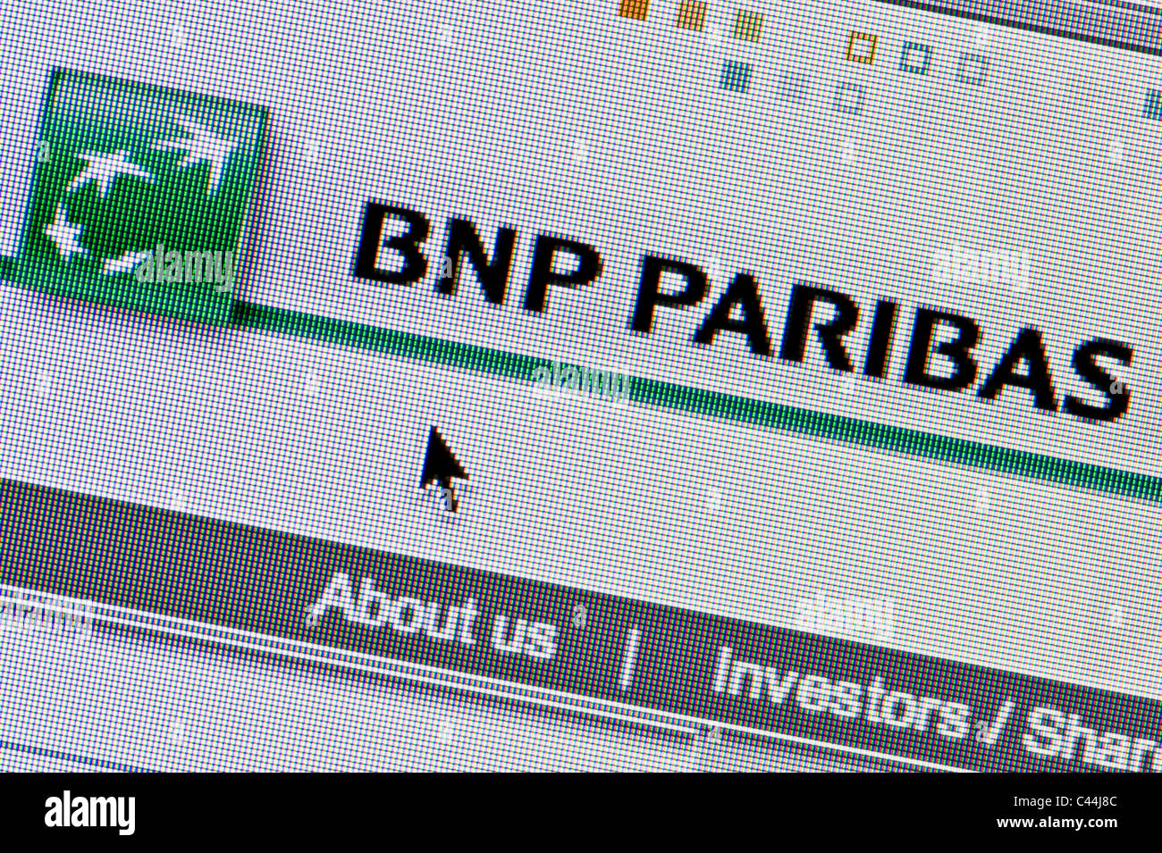 Cerca de la BNP Paribas como se ve el logotipo en su sitio web. (Sólo para uso editorial: -print, televisión, e-book editorial y sitio web). Foto de stock