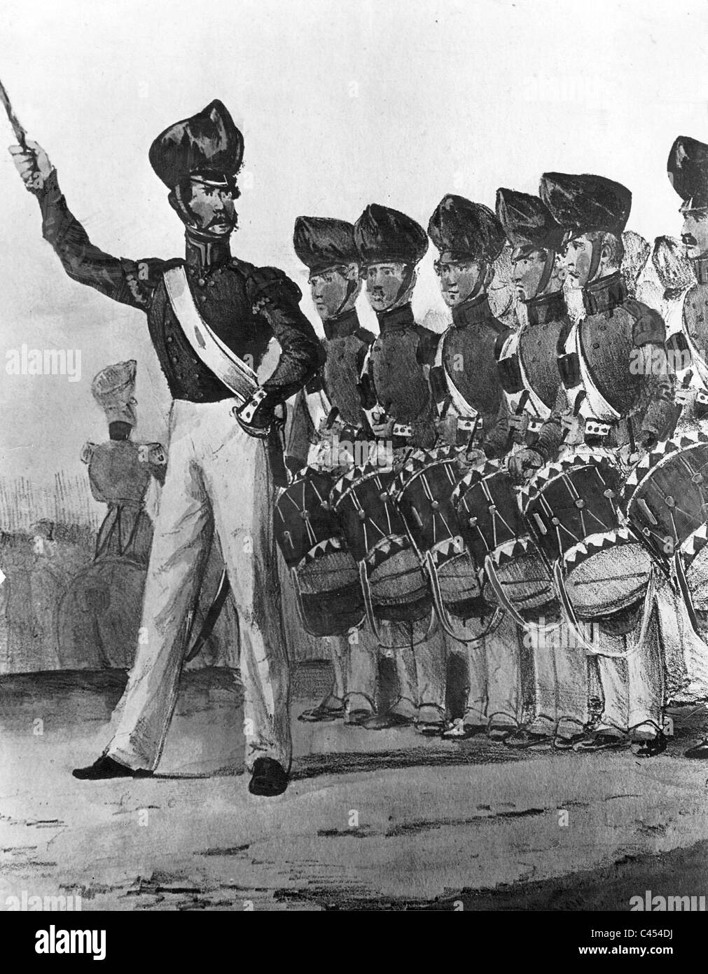 Cuerpo de música militar prusiano, 1850 Foto de stock