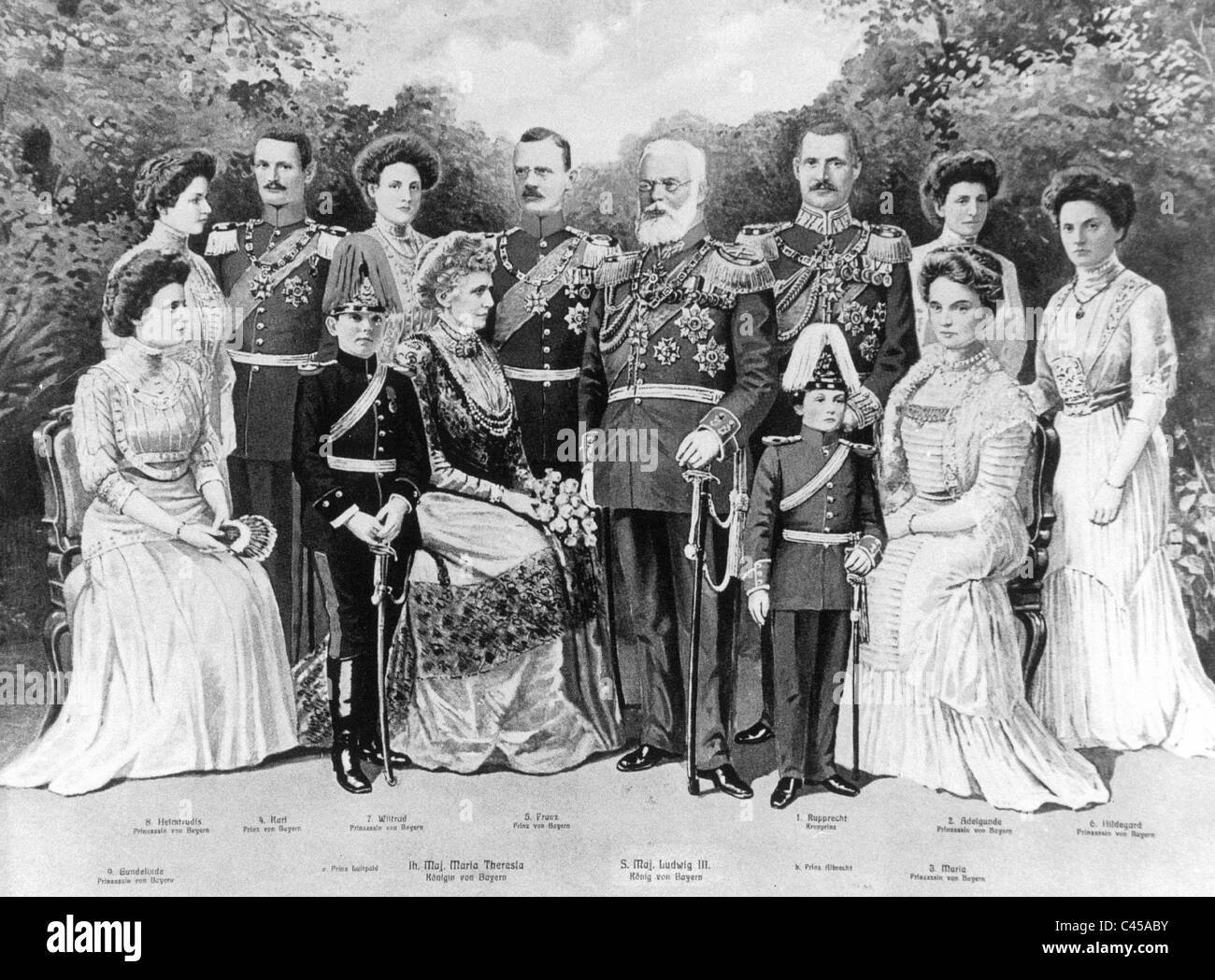 El rey Ludwig III de Baviera con su familia Foto de stock