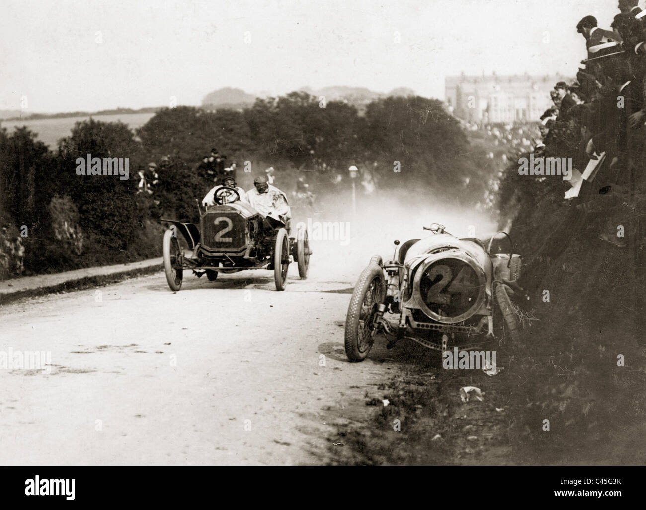 Carrera de coches en la Isla de Man, 1908 Foto de stock
