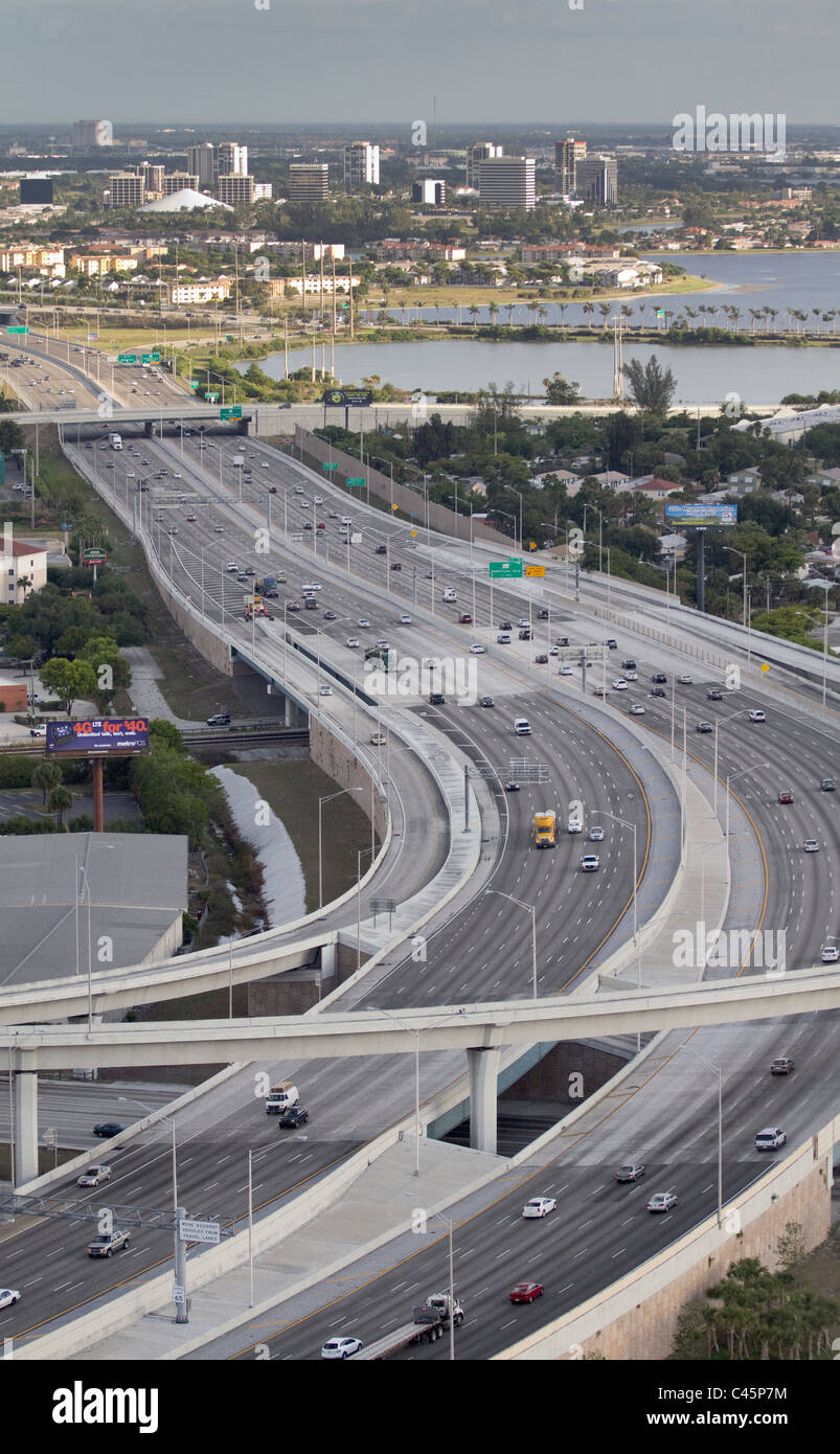 I95 a la autopista a través de West Palm Beach. Foto de stock