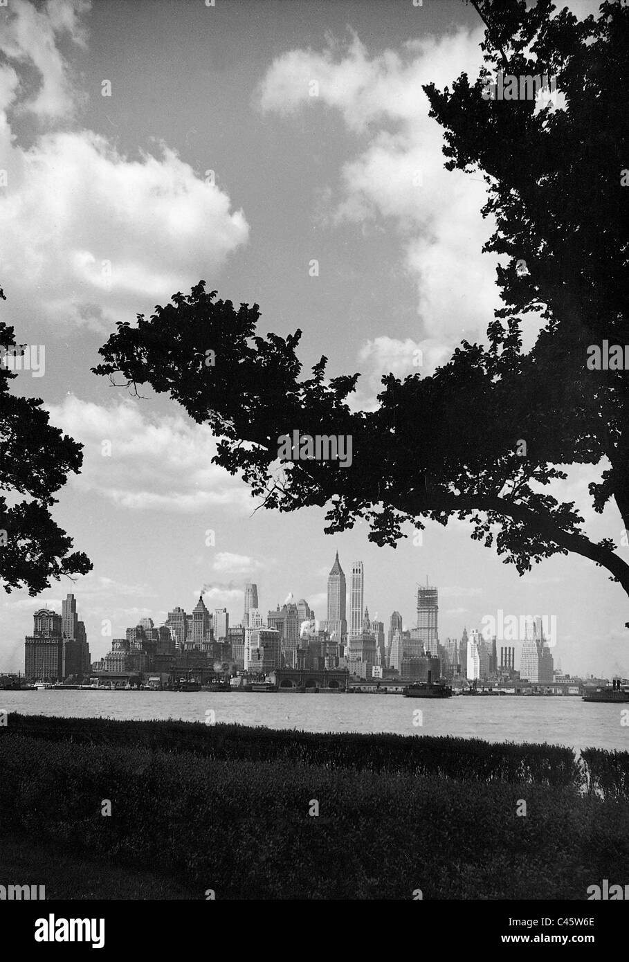 Vista de la punta sur de Manhattan, 1930 Foto de stock