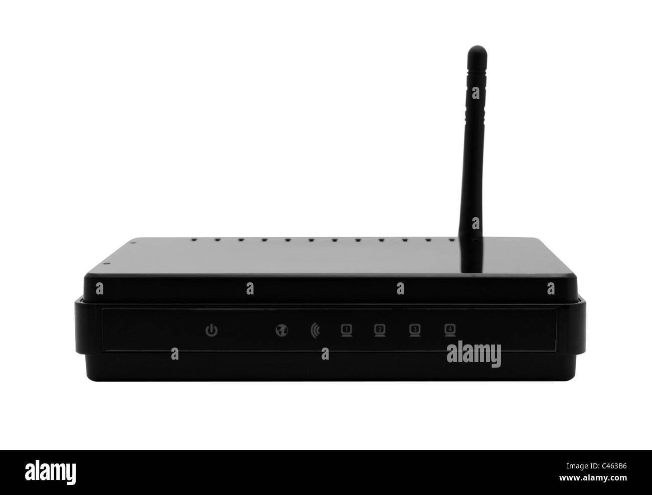 Router wifi plano con tres antenas aisladas sobre blanco. Diodos verdes en  una caja gris. Dispositivo para la distribución inalámbrica de Internet.  EPS vectorial 10 Fotografía de stock - Alamy