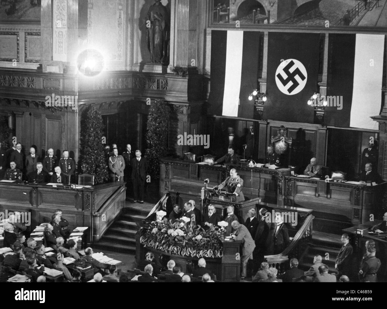 Hermann Goering en el Landtag de Prusia, 1933. Foto de stock