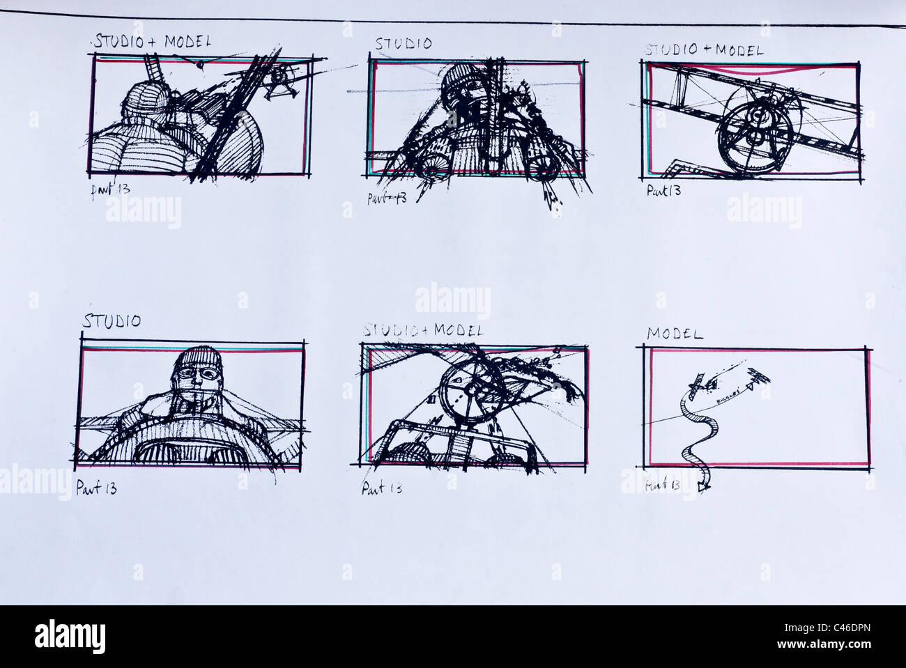Un guión gráfico Conjunto de ilustraciones utilizadas en la filmación de  películas. El diseño proporciona a la cámara el hombre las guías de sus  tiros y editar Fotografía de stock - Alamy