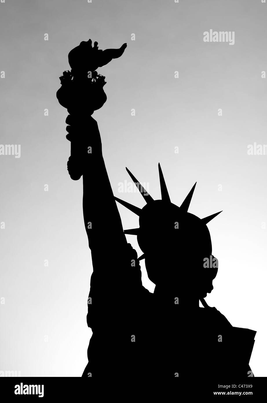 Copia de la estatua de la libertad en las vegas esbozo silueta Foto de stock