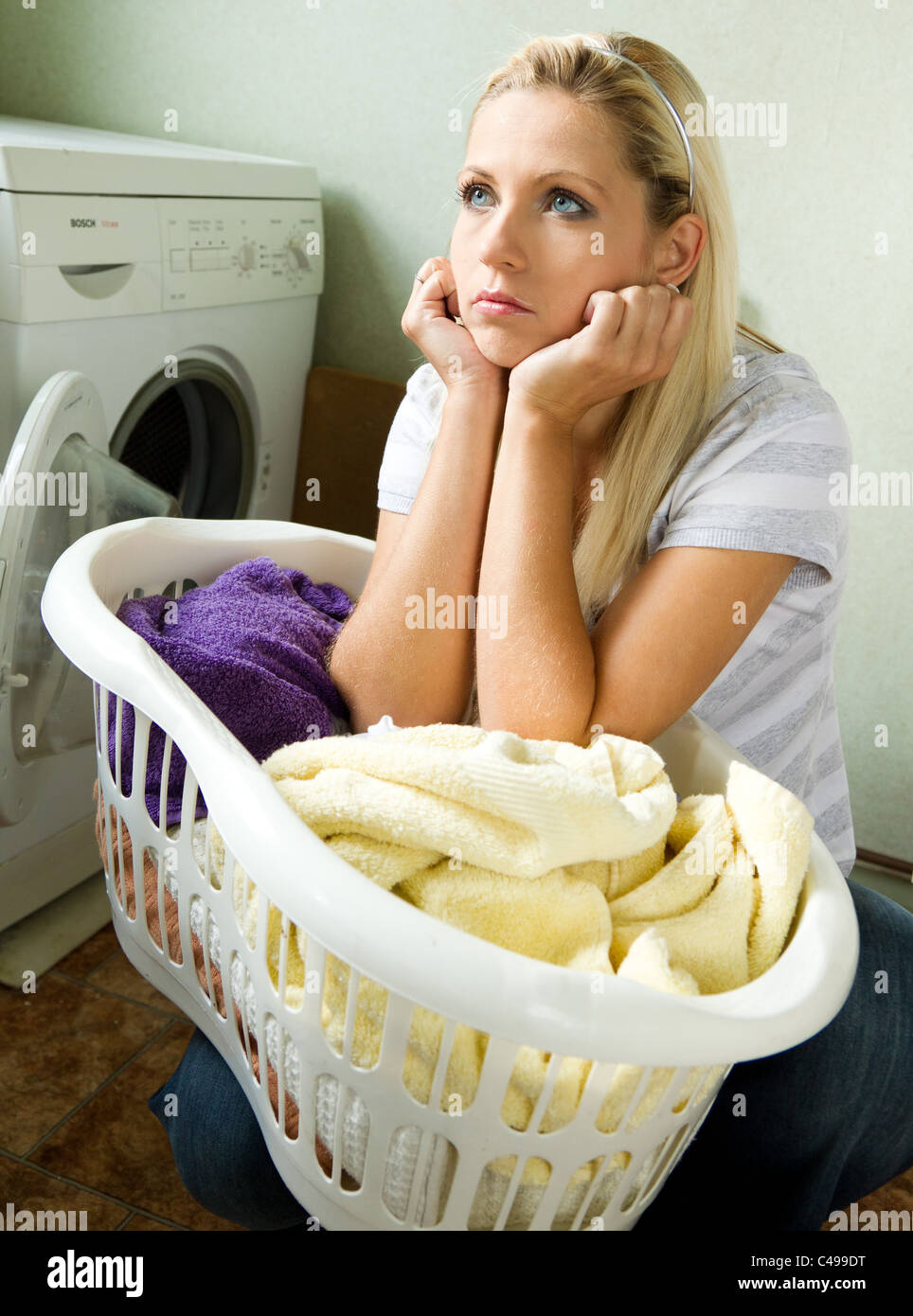 Mujer con lavado Foto de stock