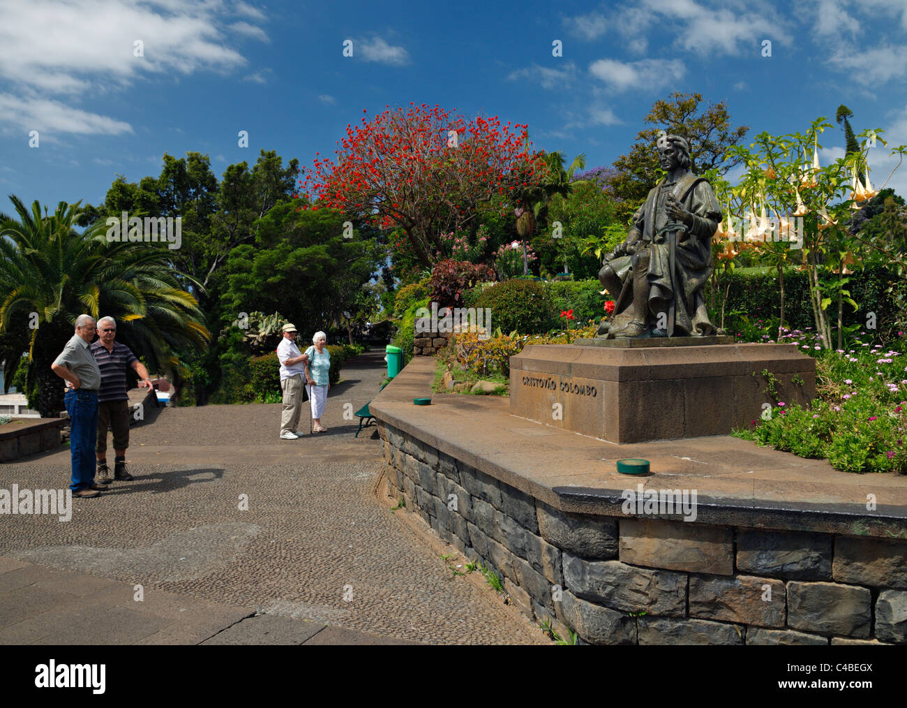 La estatua de Cristóbal Colón en el Parque de Santa Caterina, Funchal, Madeira, Portugal. Foto de stock