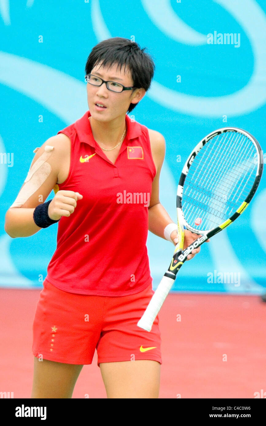 De China Saisai Zheng en acción durante la final Singles de las niñas. Foto de stock