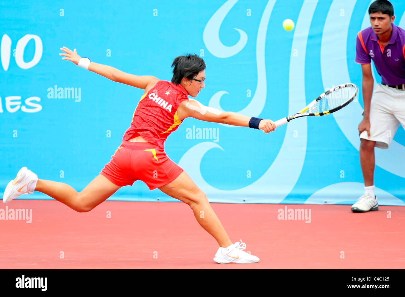 De China Saisai Zheng en acción durante la final Singles de las niñas. Foto de stock