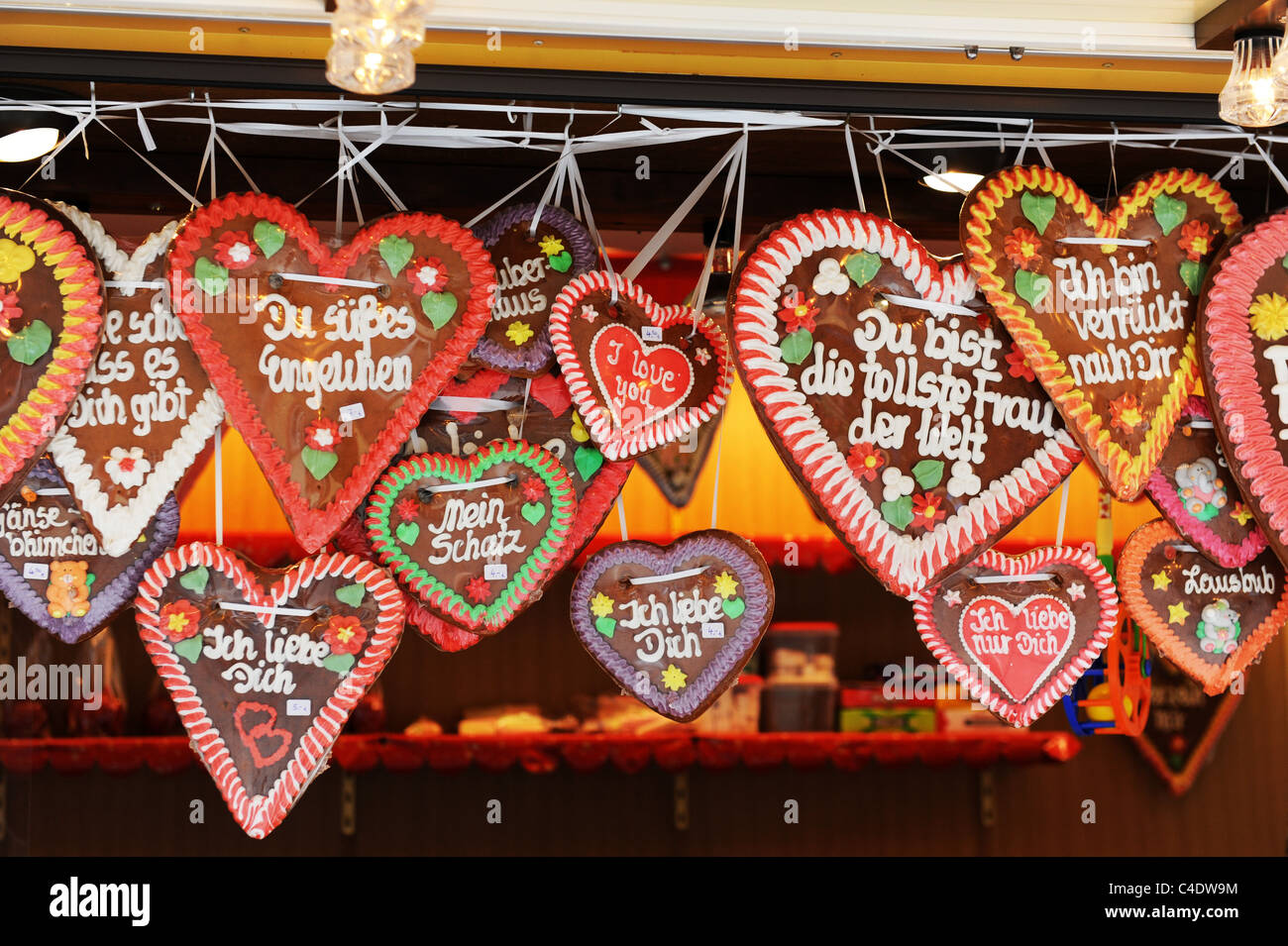 Chocolate Gingerbread corazones a la venta Heidelberg Alemania Foto de stock