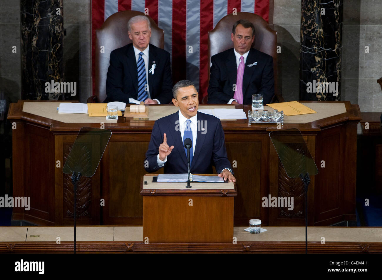 El presidente Barack Obama 2011, pronuncia su discurso sobre el estado de la Unión. Foto de stock