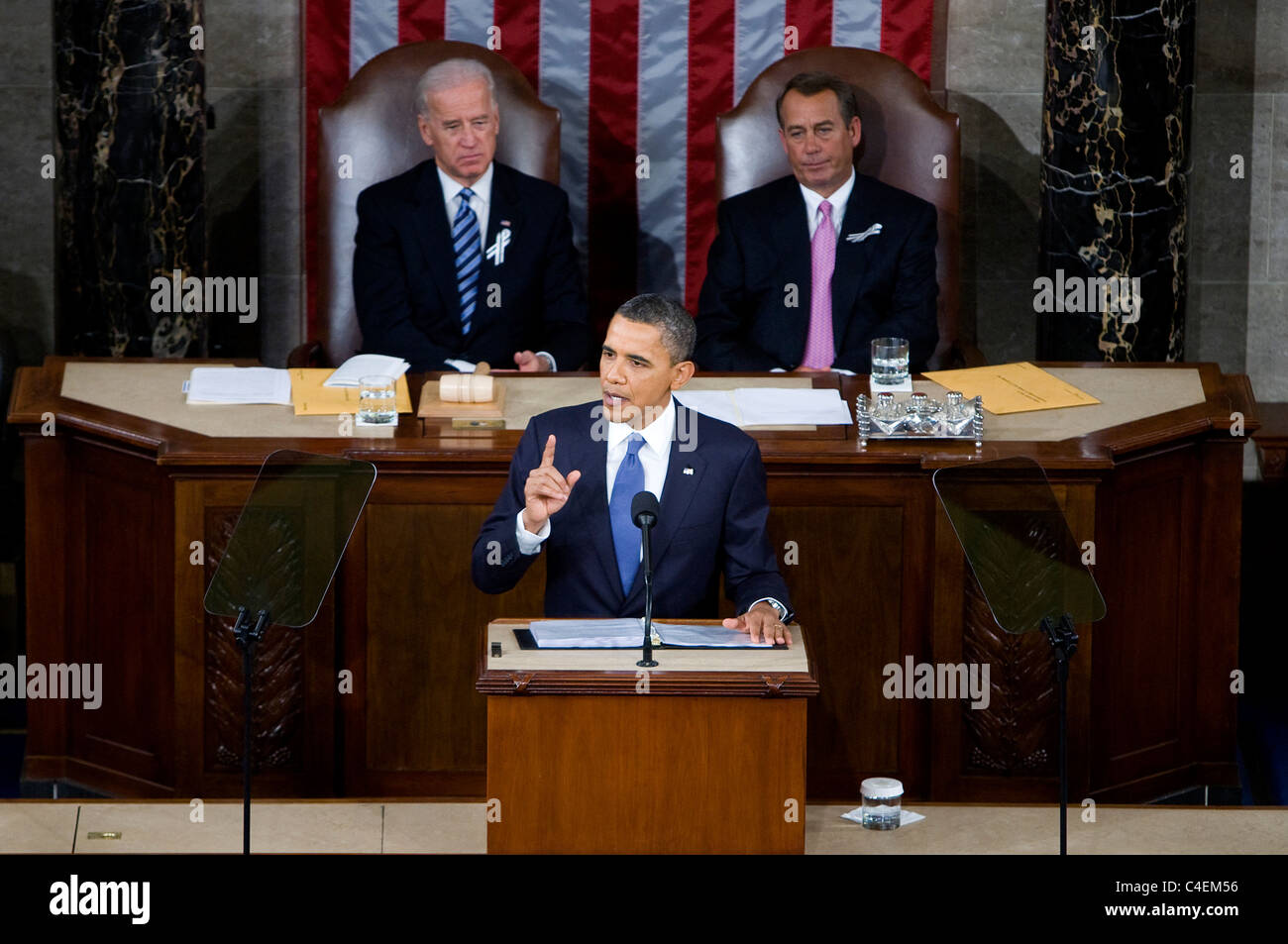 El presidente Barack Obama 2011, pronuncia su discurso sobre el estado de la Unión. Foto de stock